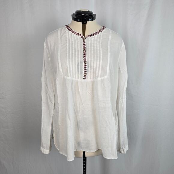 Gap Long Sleeve Blouse Women's XXL White w/ Red & Black Embroidered - Picture 1 of 16